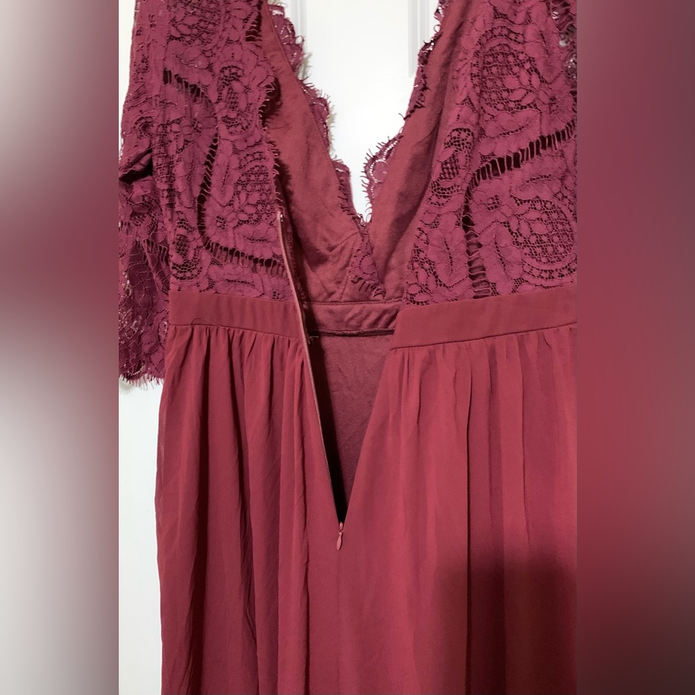 NWT Maniju L Formal Gown Burgundy Style m25891 Lace Bodice - Picture 9 of 9